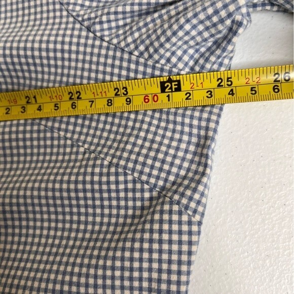 Duck Head Woman Gingham Plaid Check Blue Cream Long Sleeve Button Front Shirt 2X - Picture 8 of 11